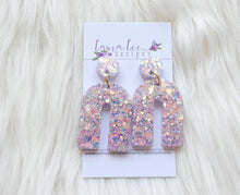 Stud Arch Resin Earrings || Fire Opal Glitter