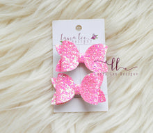 Pippy Style Pigtail Bow Set || Flamingo Pink Glitter