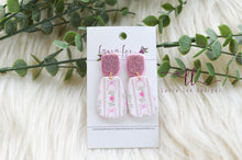 Skinny Hope Clay Earrings || Floral and Bows with Pink Glitter