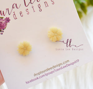 Clay Stud Earrings || Flowers-  You Pick Color || Made to Order