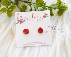 Clay Stud Earrings || Flowers-  You Pick Color || Made to Order