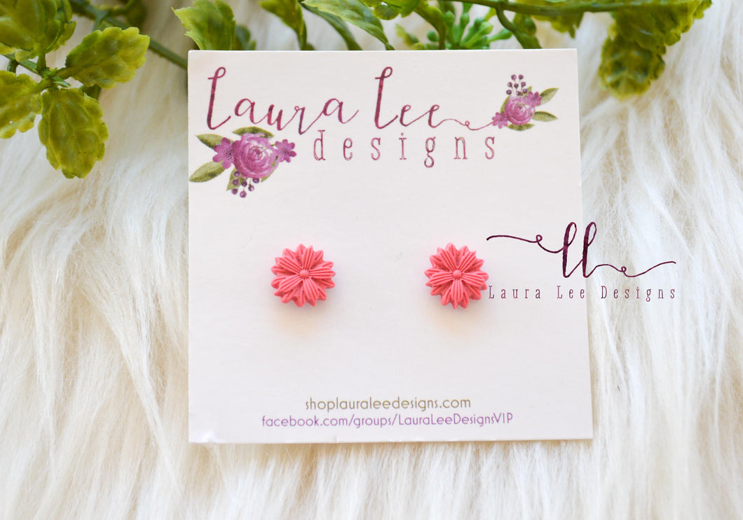 Clay Stud Earrings || Flowers-  You Pick Color || Made to Order