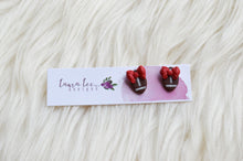 Clay Stud Earrings || Football with Bows || You Choose Bow Color || Made to Order