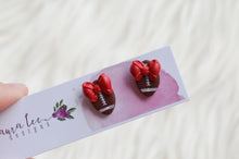 Clay Stud Earrings || Football with Bows || You Choose Bow Color || Made to Order