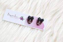 Clay Stud Earrings || Football with Bows || You Choose Bow Color || Made to Order