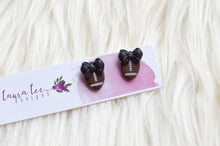 Clay Stud Earrings || Football with Bows || You Choose Bow Color || Made to Order