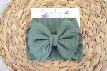 Large Julia Bow Headwrap || Forest Green Rib Knit at