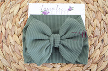Large Julia Bow Headwrap || Forest Green Rib Knit at