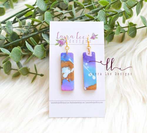 Small Clay Bar Drop Earrings || Galaxy