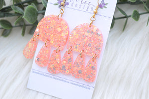 Resin Earrings || Georgia Peach Glitter