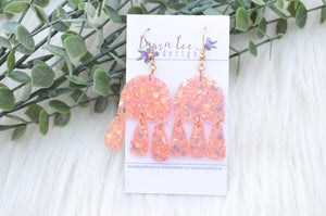 Resin Earrings || Georgia Peach Glitter