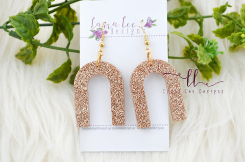 Arch Resin Earrings || Gold Fine Glitter