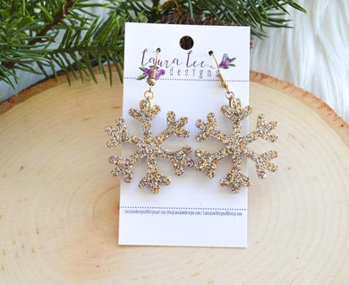 Snowflake Earrings || Gold Glitter