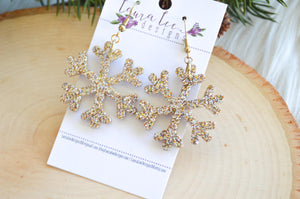 Snowflake Earrings || Gold Glitter