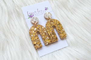Stud Arch Resin Earrings || Gold Chunky Glitter