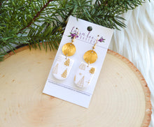 Aspen Clay Earrings || Gold and White Christmas Trees