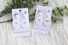 Oval Clay Earrings || Goose with Blue Bow || Made to Order