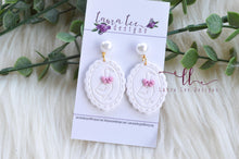 Oval Clay Earrings || Goose with Pink Bow || Made to Order