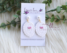 Oval Clay Earrings || Goose with Pink Bow || Made to Order