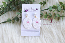 Oval Clay Earrings || Goose with Pink Bow || Made to Order