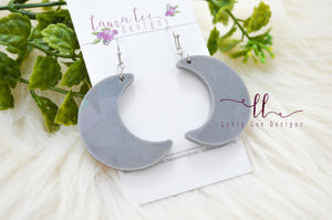 Resin Moon Earrings || Gray