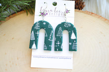 Nova Large Arch Clay Earrings || Green Christmas