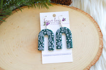 Nova Large Arch Clay Earrings || Green Christmas Trees