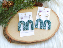 Nova Large Arch Clay Earrings || Green Christmas Trees