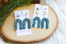Nova Large Arch Clay Earrings || Green Christmas Trees