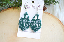 Wren Clay Earrings || Green with White Christmas Sweater