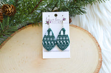 Wren Clay Earrings || Green with White Christmas Sweater