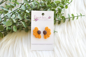 Half Flower Statement Stud Earrings || Sunflower || Made to Order