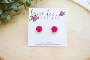 10mm Clay Stud Earrings || Happy || You Choose Color || Made to Order