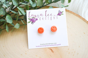 10mm Clay Stud Earrings || Happy || You Choose Color || Made to Order