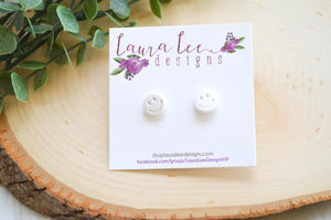 10mm Clay Stud Earrings || Happy || You Choose Color || Made to Order