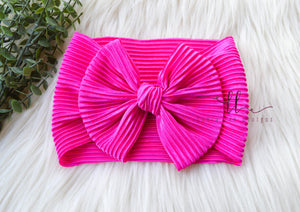 Large Julia Bow Headwrap || Hot Pink Crinkle Headwrap