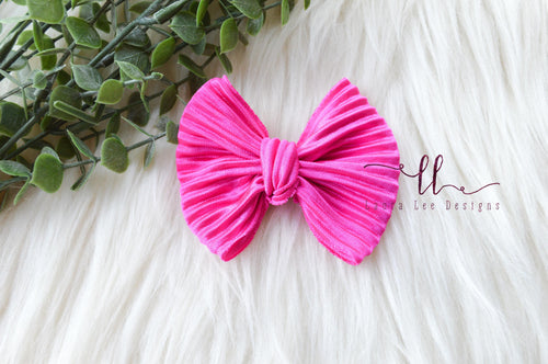 Small Julia Bow Style Bow || Hot Pink Crinkle