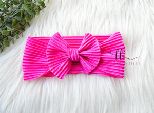 Small Julia Bow Headwrap || Hot Pink Crinkle