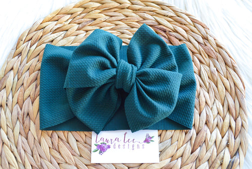 Large Messy Julia Bow Headwrap || Emerald Green