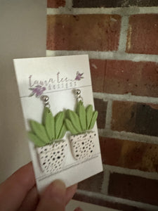 Plant Clay Earrings || Polka Dot Pots || Made to Order