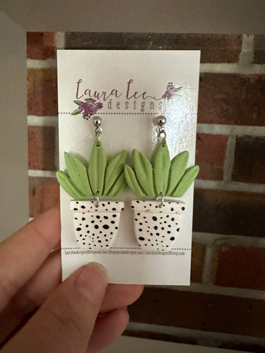 Plant Clay Earrings || Polka Dot Pots || Made to Order