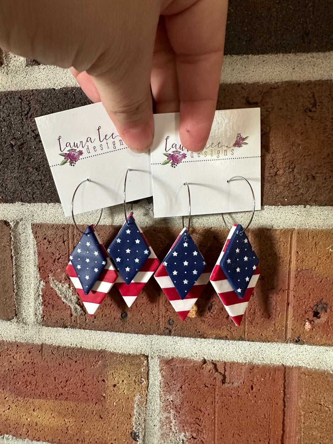 Quinn Style Clay Earrings || American Flag || Made to Order