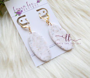 Jackie Oval Clay Earrings || Marble Swirl