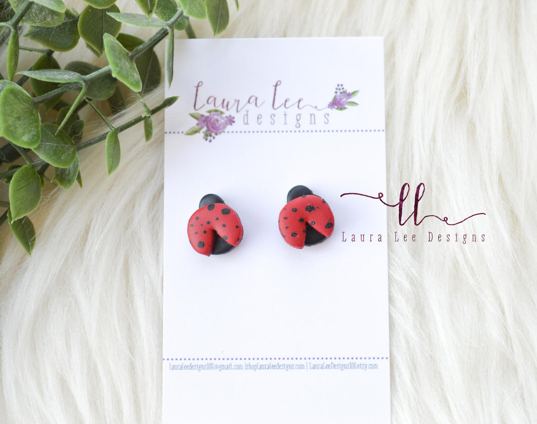 Clay Stud Earrings || Lady Bugs