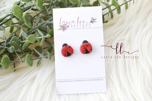 Clay Stud Earrings || Lady Bugs