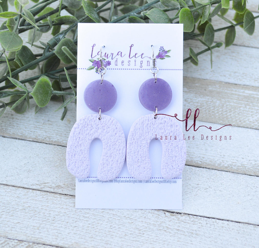 Curved Nova Arch Clay Earrings || Lavender