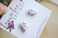 Dinosaur Clay Stud Earrings || Lavender Triceratops || Made to Order