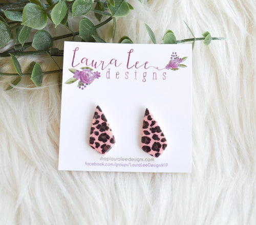 Dagger Stud Earrings || Leopard