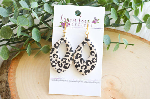 Little Ursa Cutout Clay Earrings || Leopard || Made to Order