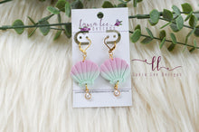 Seashell Clay Earrings || Pink and Mint